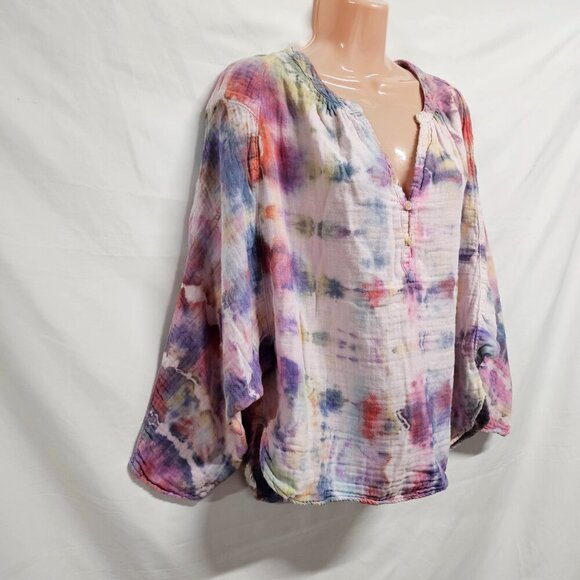 Free People x CP Shades Boho Tied Dye Top Blouse Shirt Women Size M Cotton 1 - Picture 10 of 12
